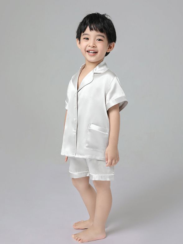 19 Momme Kids Short Silk Pajama Set For Boys and Girls